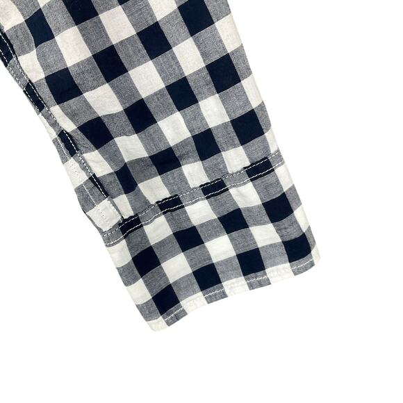 J CREW Womens Shirt Gingham Signature Fit Button Up Navy Blue White Plaid XS - Picture 9 of 12